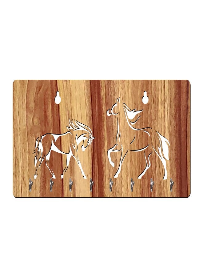 Freny Exim Positive Vibe Horse Wooden Key Holder with Face Mask Hanging with 8 Hook - Beige 024 - Image 4